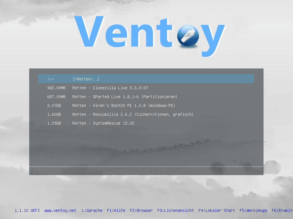 Ventoy-Ordner „Retten“ geöffnet